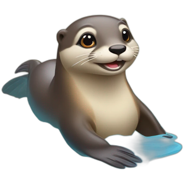 Une loutre sur un dauphin emoji