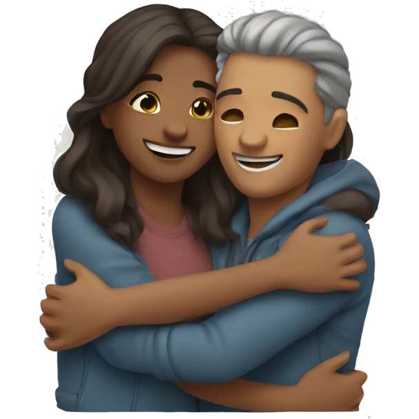couple hug with warm smiles emoji