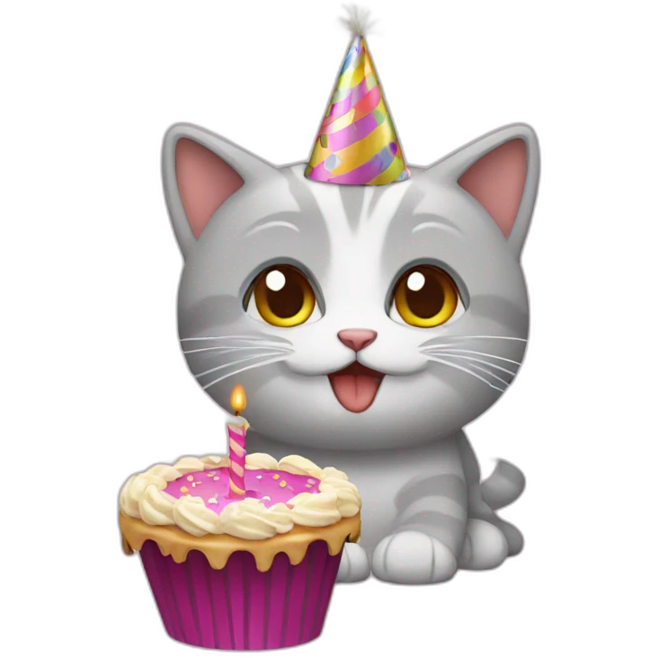Birthday for cat emoji