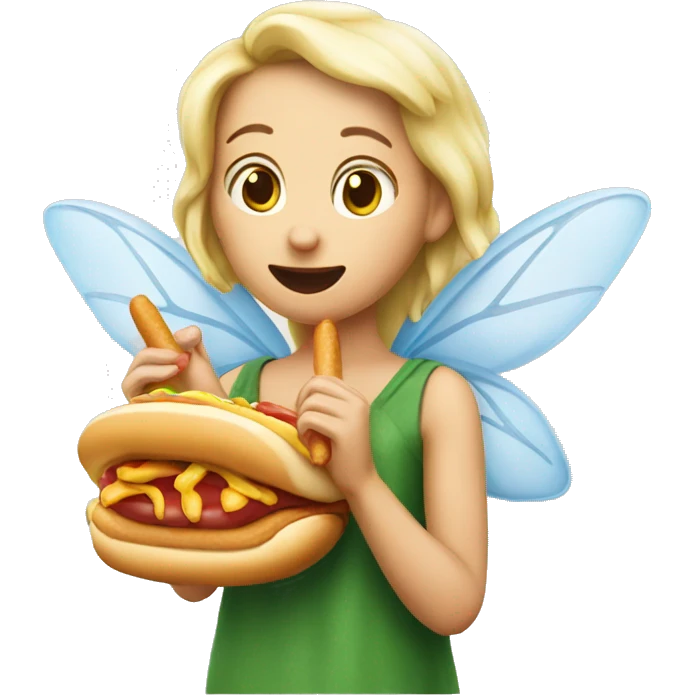 Fairy eating a hotdog  emoji