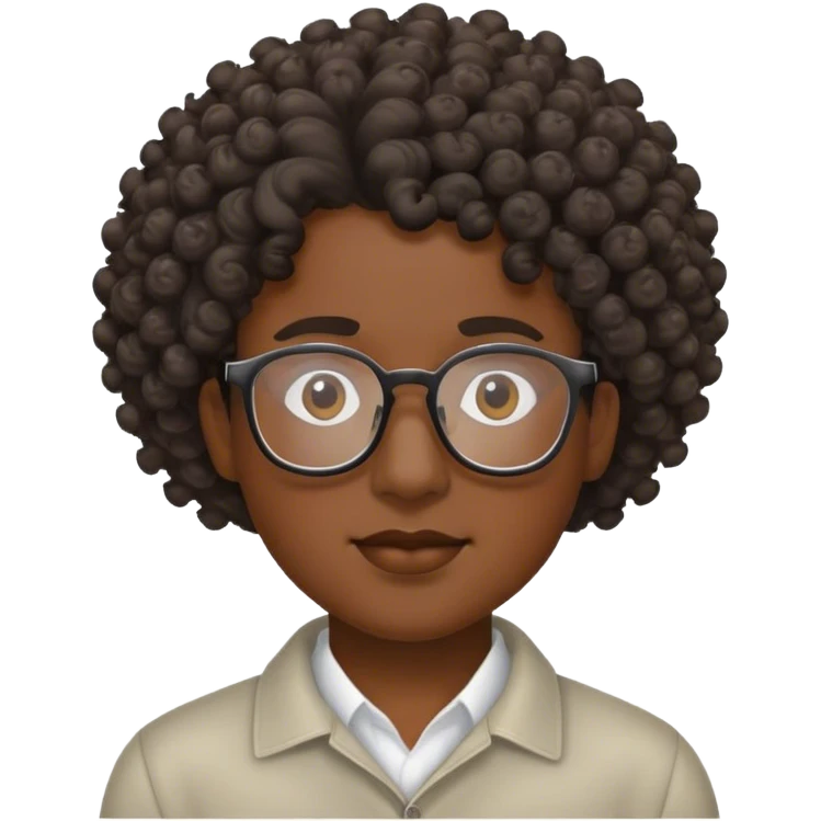 Black people with curly hair, wearing glasses emoji
