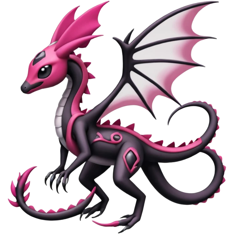 Magenta, black and white Meloetta-Flygon-Gorebyss-Salandit-Salazzle-Pokémon-Fakémon-creature-fusion-hybrid emoji