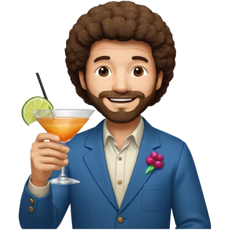Bob Ross with a cocktail in hand wishing congratulations emoji