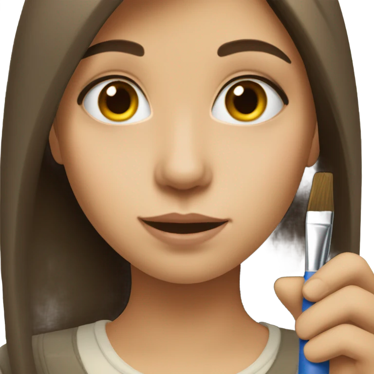Brunette white girl painting emoji