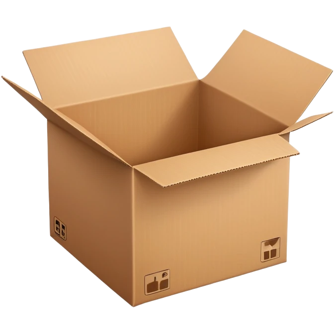 empty cardboard box, open top, brown color emoji