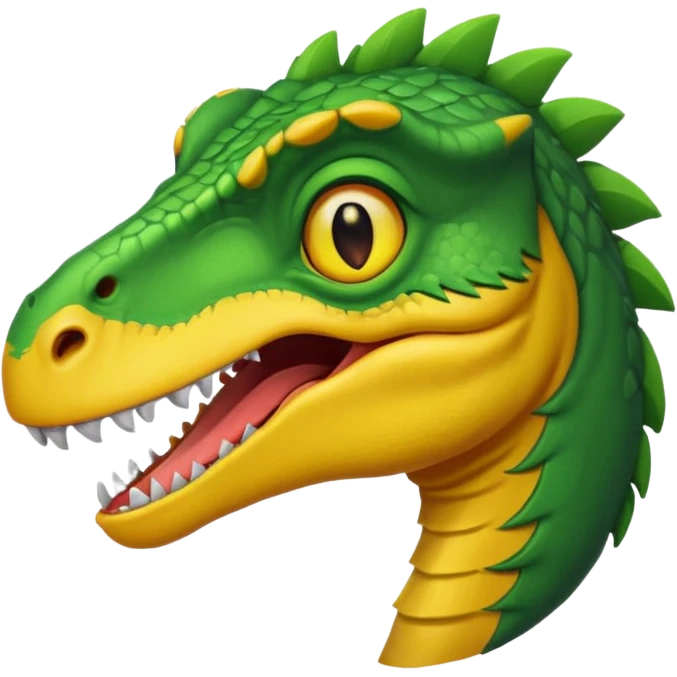 cartoon style velociraptor head, smiling, bright colors emoji emoji