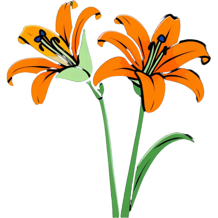bright orange lily flower cartoonish sticker emoji
