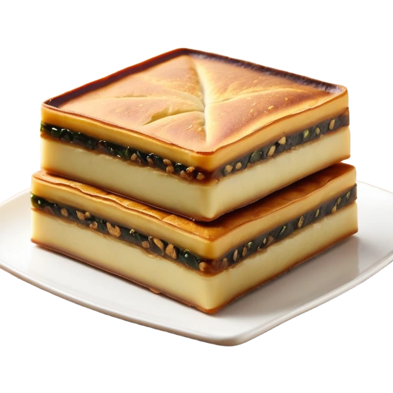 martabak manis-cinematic-realistic-martabak manis-dish-emoji,-depicted-as-a-single,-square-slice-of-sweet,-thick-martabak manis-with-a-rich,-indulgent-filling,-rendered-with-detailed-textures-and-vibrant,-appetizing-lighting emoji