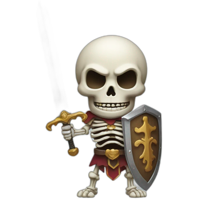 Sword and shield wielding skeleton emoji