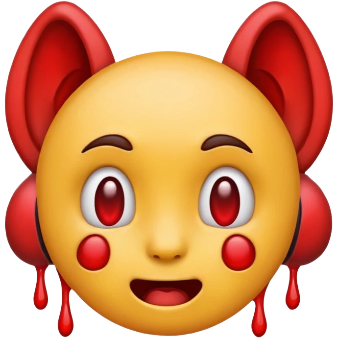 an emoji with bleeding ears emoji