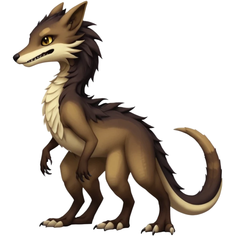 Brown and beige badass elegant wild beautiful natural cute badass epic exotic anthro modern furry 2-legged sergal-vernid-creature, full body, dark-brown-black-gradient pretty hair, with a long tufted tail, vibrant eyes, aesthetic, art by LiLaiRa, art by art by Falvie emoji