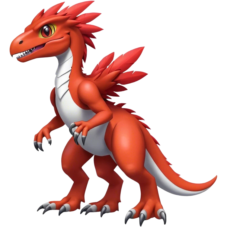 Furry feather-mane Cool shiny Digimon-Fakemon-Guilmon-Velociraptor full body   emoji