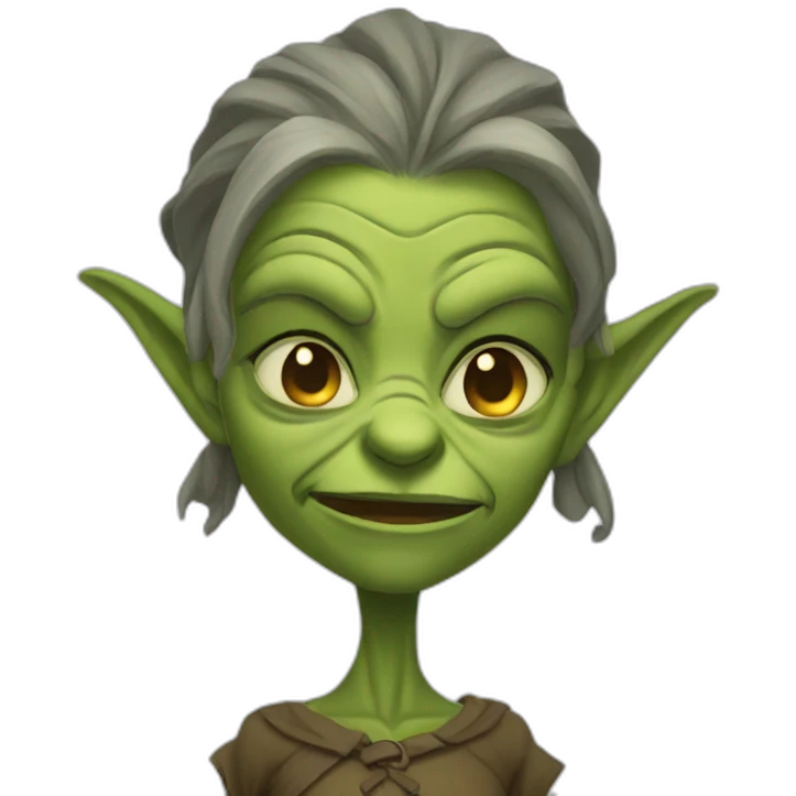 female goblin wrinkles evil emoji