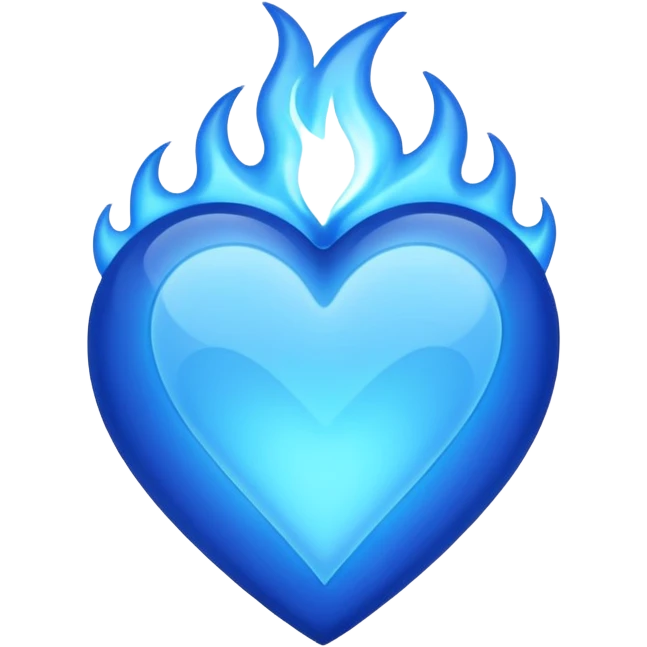 blue heart with blue flames emoji