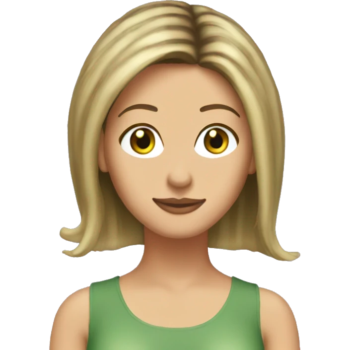 Rachel Green friends with hair highlights and light green eyes emoji