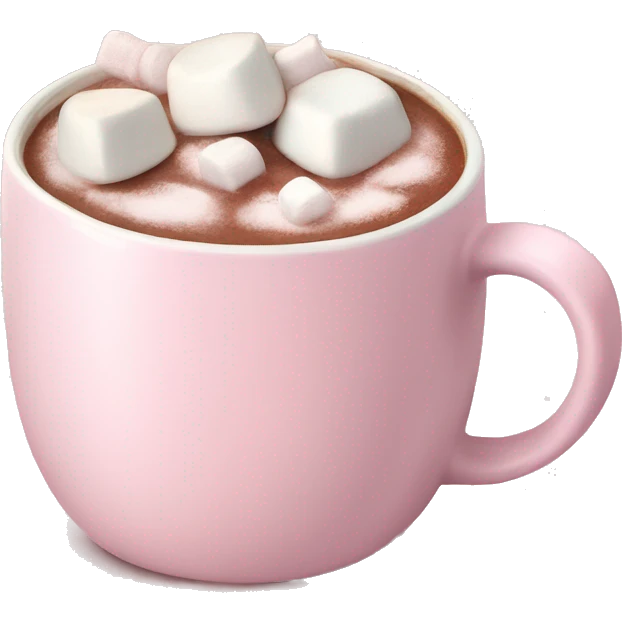 Light Pink mug of hot chocolate with marshmallows  emoji