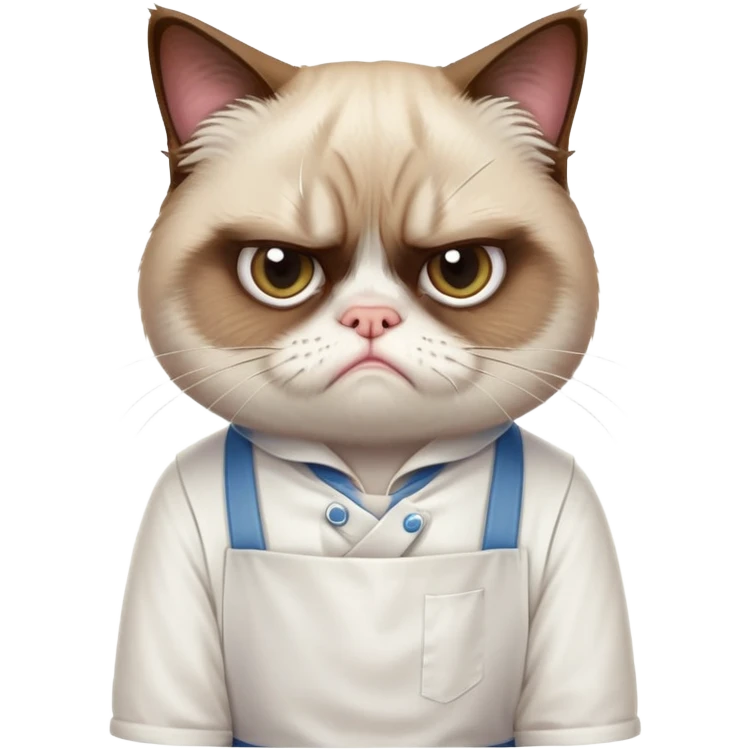 grumpy cat only wearing an apron emoji