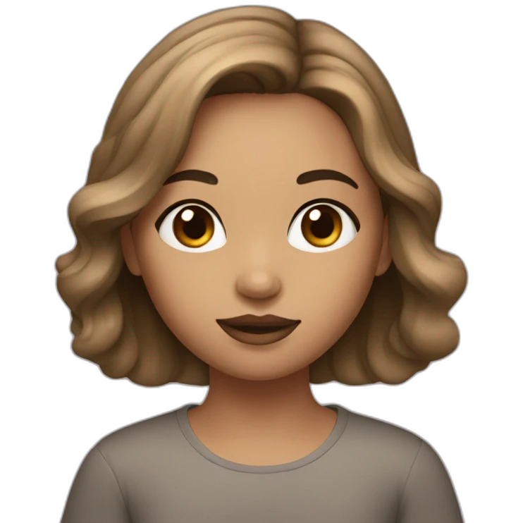 girl holding make up with brown hair and light skin emoji