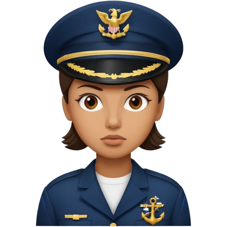 Female navy soldier, big face. emoji