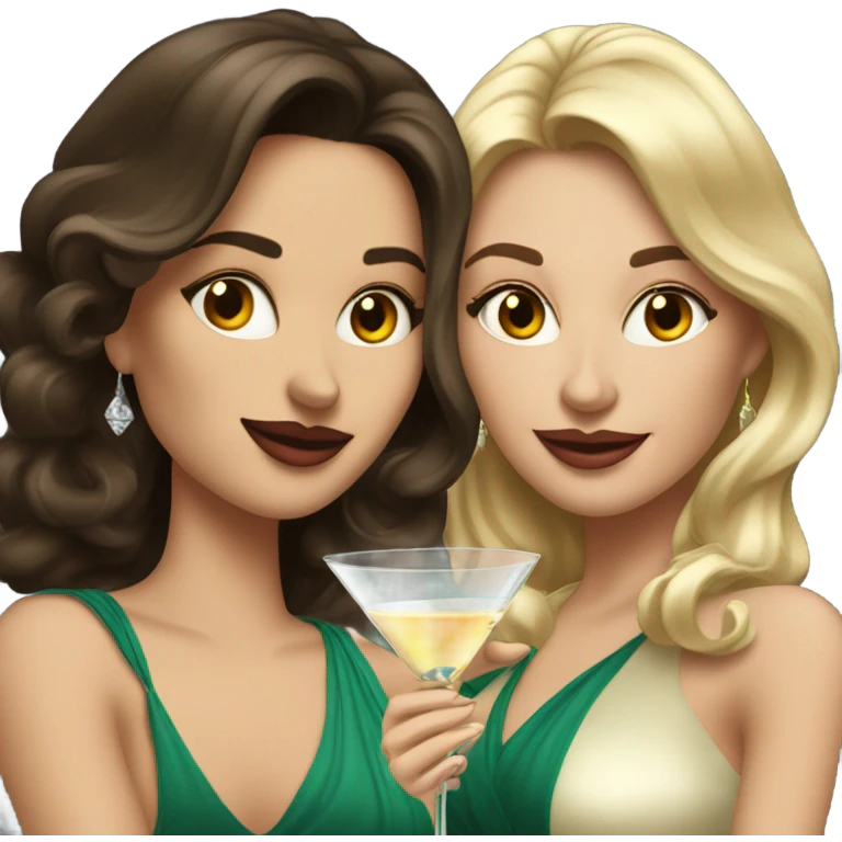 rich caucasian women two friends sipping martinis brunettes emoji