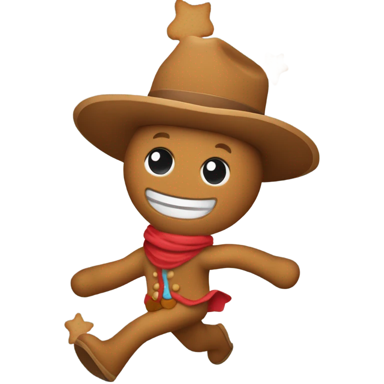 gingerbread man in a cowboy hat running emoji
