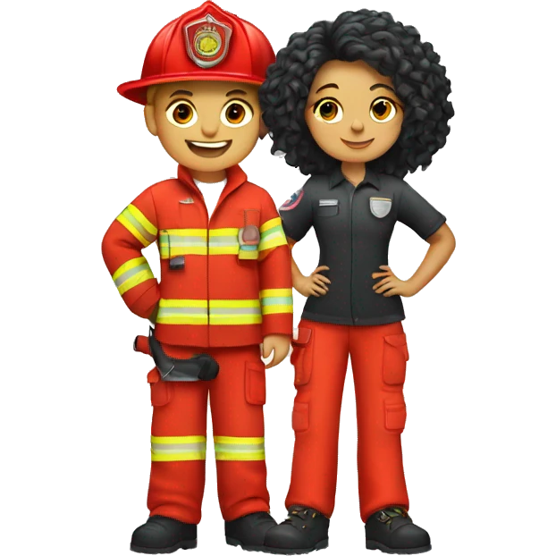 Firefighter boy and hairstylist girl  emoji