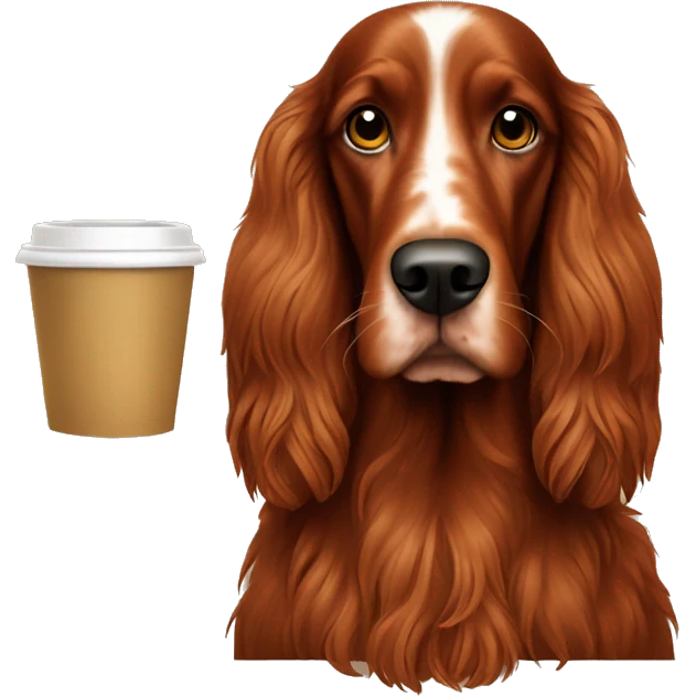 Irish setter with coffee emoji