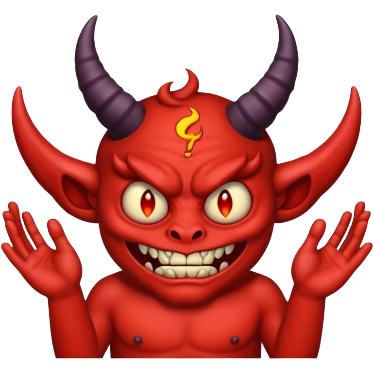 A demon with 2 hands one hand has a 9 on top and the other hand has a 9 on top  emoji