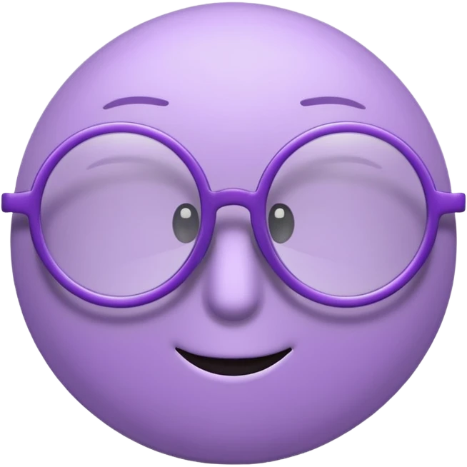 A 3D cartoon lavender-purple round spectacle with thin circular rims, clear lenses, soft shadow. emoji