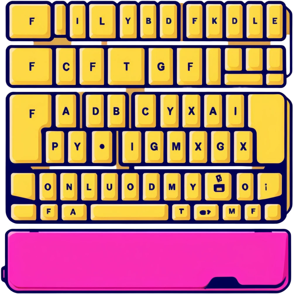 Computer keyboard with gold color F3BA2F and pink-red color FE0054 emoji