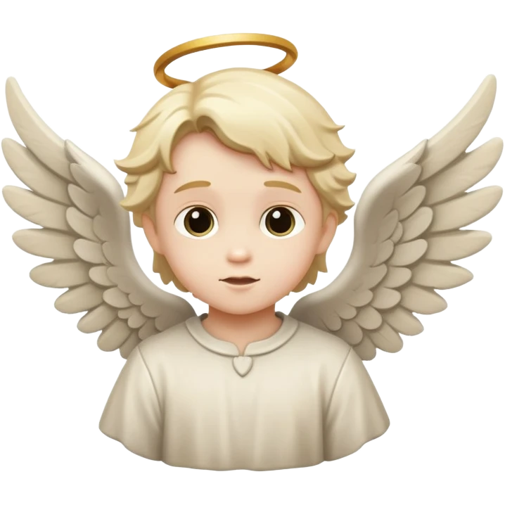 kid angel in stone flying emoji