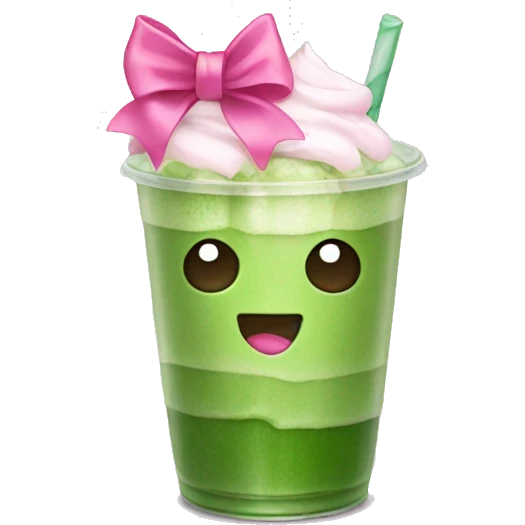 Iced matcha with pink bow emoji