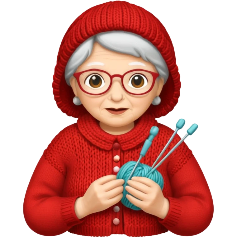 knitting grandma red emoji