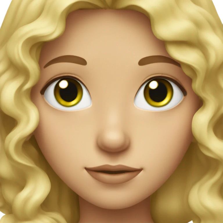 Blonde girl with wavy hair and green eyes emoji