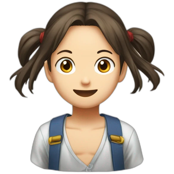 Tête de Luffy en fille avec des cheveux longs emoji