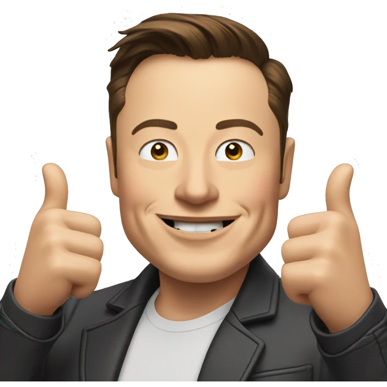 Elon Musk shows thumbs up emoji
