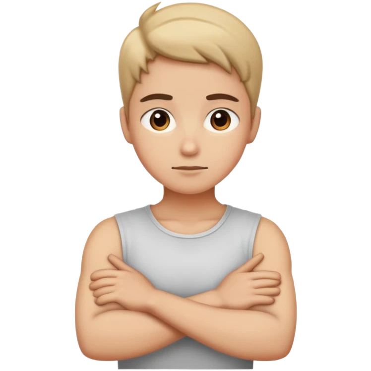 Person with arms crossed over neck emoji