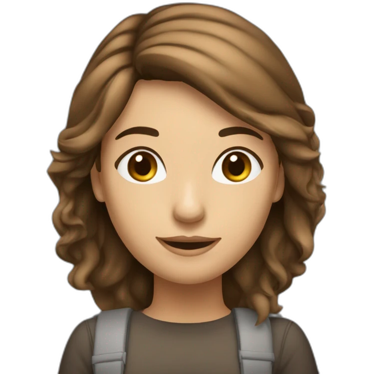 mulher branca com cabelo castanho escuro liso grande estudante de administração emoji