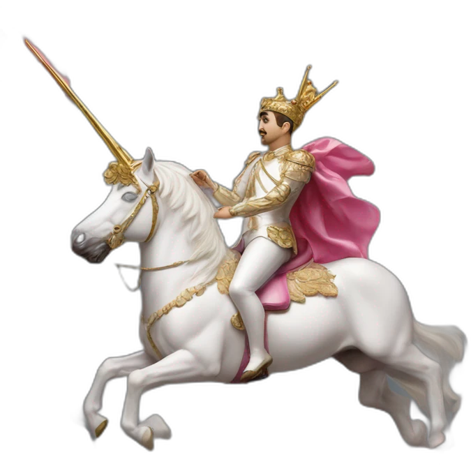 Hyperrealist Francisco franco ride a unicorn lgtbi emoji