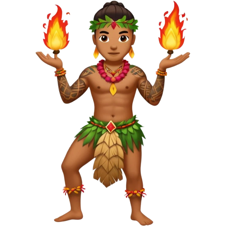 hawaiian fire dancer with tattoos emoji