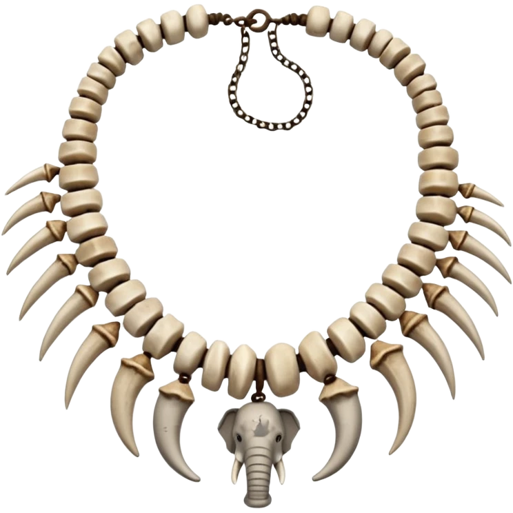 stone age necklace without human skeleton with 1 elephant teeth and different animal bones emoji