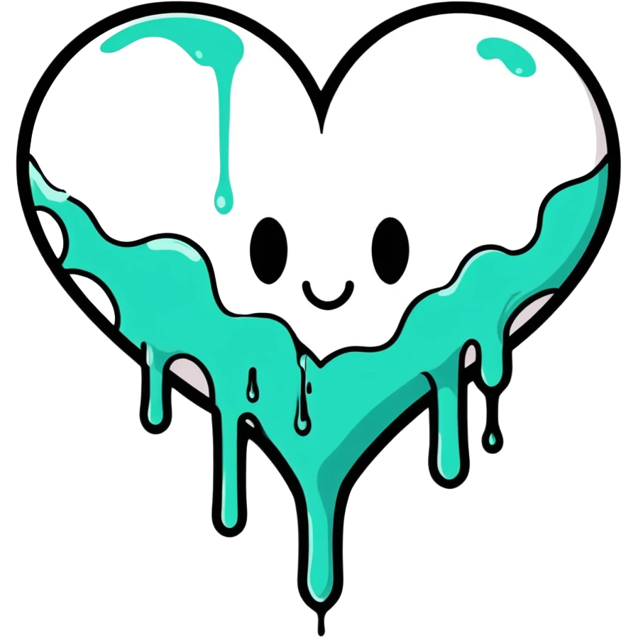 white heart dripping with goo emoji