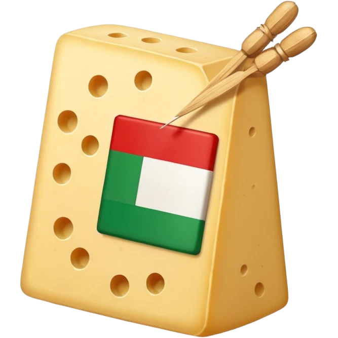 Parmigiano block with Italian flag stuck into it emoji