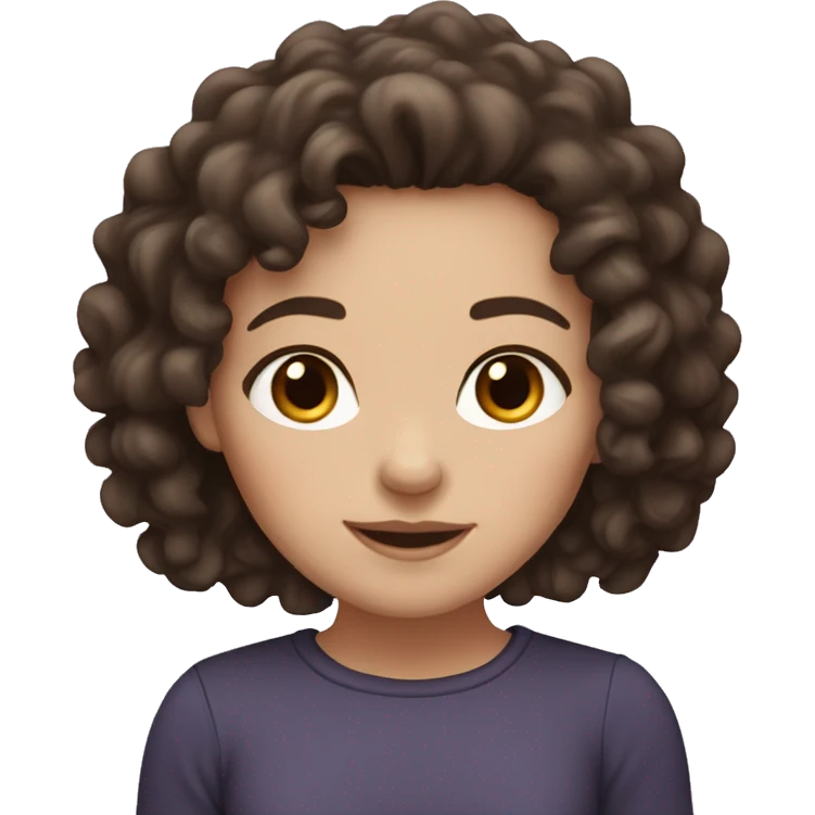 white girl  with dark brown curly hair and dark brown eyes  emoji