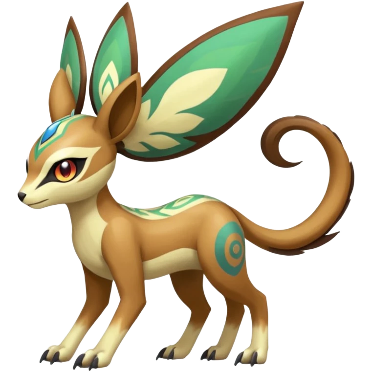Tribal Colorful Exotic Fionbri-Kalon-Falvie-Vernid-Meloetta-Pokémon-Fakémon-Digimon-Spectrobe-hybrid-fusion, full body emoji