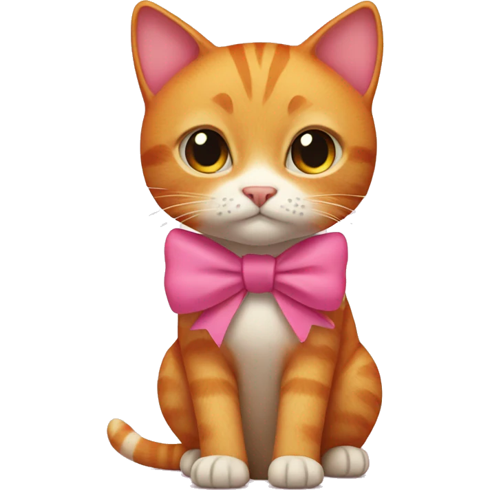 ginger cat with pink clothes on and a bow emoji