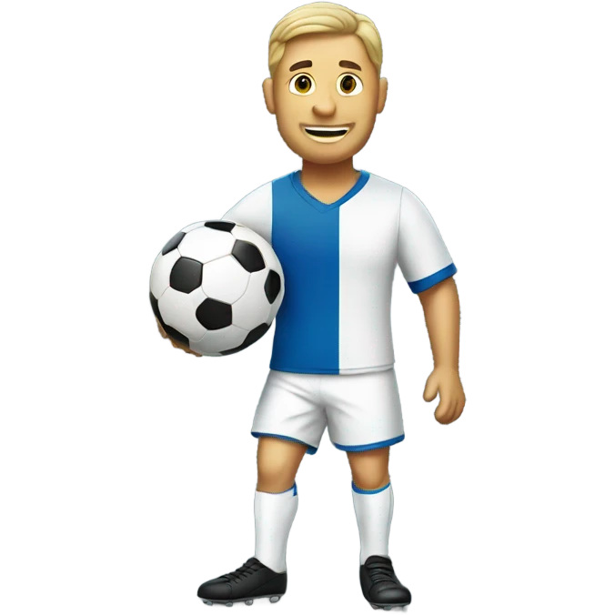 Man with beer playing soccer emoji