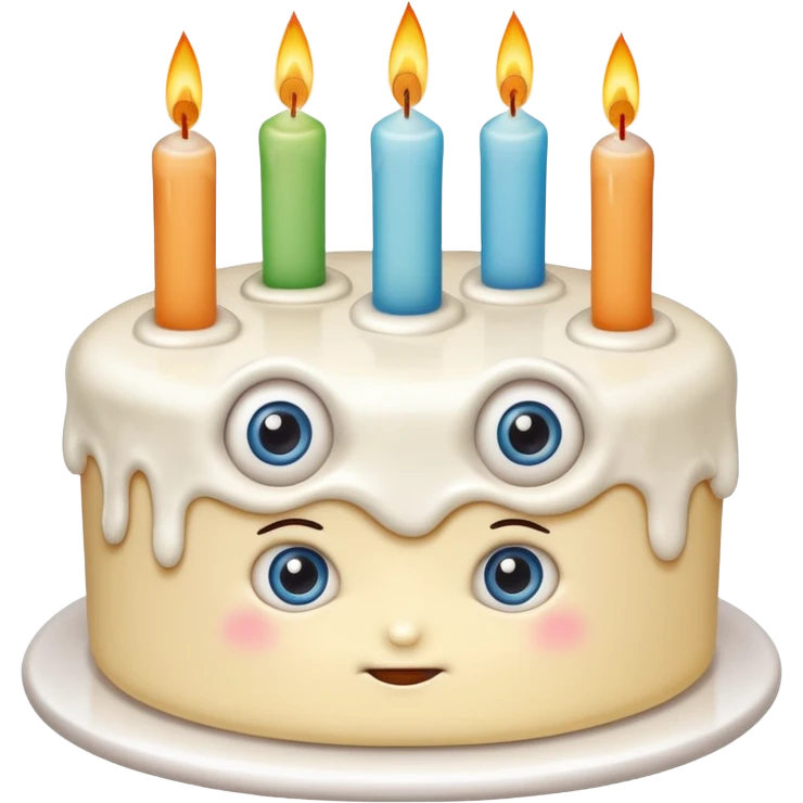 cake with eyes and candles looking normal emoji