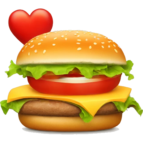 tomato and cheese burger with heart emoji