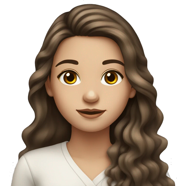 caucasian Girl with long dark brown balayage hair with hazel eyes eyelashes head to chest emoji